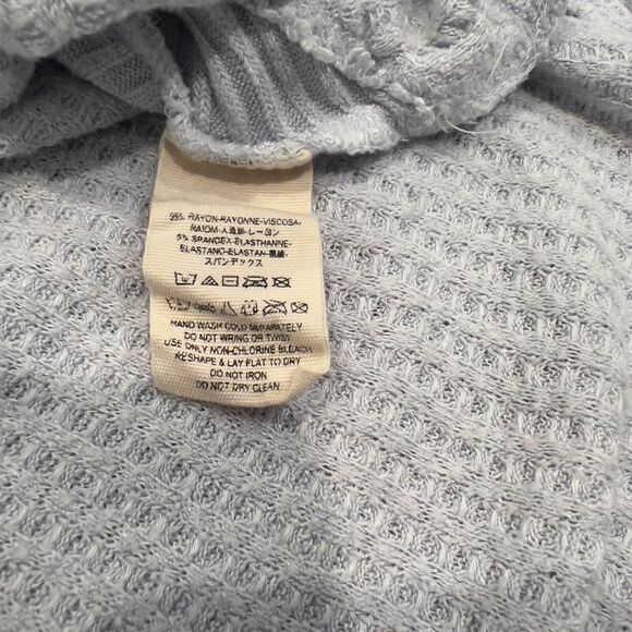 Free People Ventura Thermal Tee Women's Size S Waffle Knit Long Sleeve Blue - Picture 6 of 6